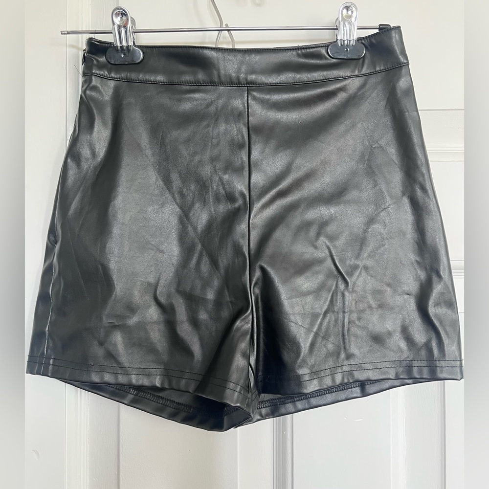 SHEIN Black High Waist Faux Leather Shorts (NWOT)